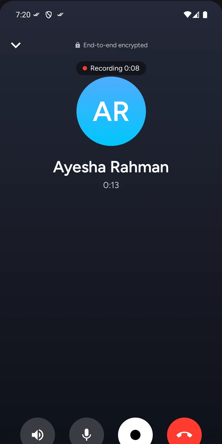 Voice call screen